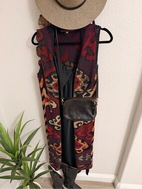 Alpaca Peruvian Connection sz S long vest duster cardigan button sweater
